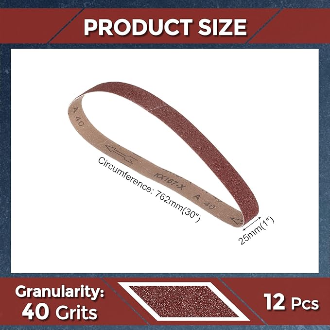 12 Pcs Sanding Belts 1 x 30 Inch 40 Grit Aluminum Oxide Abrasive Sandpaper for Belt Sander Metal Grinding Wood Working Weld Rust Removal
