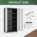 Greenvelly Metal Garage Storage Cabinet, 72" Black Gray Tool Steel Locking Cabinet with Doors and 4 Shelves, Tall Cabinets for Garage Storage Systems Lockable File Cabinet for Home Office,Garage