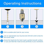 Countersink Drill Bit Set, 5 Pieces High Speed Steel 82 Degree 5 Flute 6mm Round Shank Mill Cutter Bit Countersink in Sizes 1/2" Set with Carrying Case.