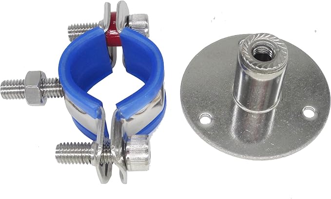 Stainless Steel Adjustable Pipe Clamp Bracket - Wall/Ceiling Mount Support for 1/2-Inch (19mm) Pipe, Heavy-Duty Rustproof Brackets with Screws, Short Type, Set of 2