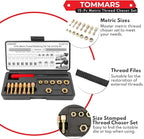 TOMMARS 15-Piece Metric Thread Chaser Set, M6 M8 M10 M12 Thread Restorer Tool Rethreading Repair Kit