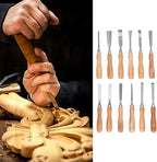 Cunyuer 12 PCS Wood Carving Tools, 60CRV Blade Wood Chisel Sets with Wooden Case, Woodworking Chisel for DIY Handicrafts