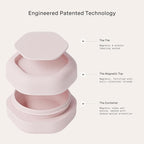 Cadence Travel Containers Basic Skincare Set - Magnetic Containers with Lids,Carry On Travel Essentials For Women/Men - 3 Small Capsules (0.56oz) - Cleanser, Moisturizer & Sun-Icon Labels - Petal