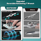 76-Piece SAE/Metric Tap and Die Set with Extendable Ratcheting Tap Handle, Rethreading Tool Kit for Internal and External Threading