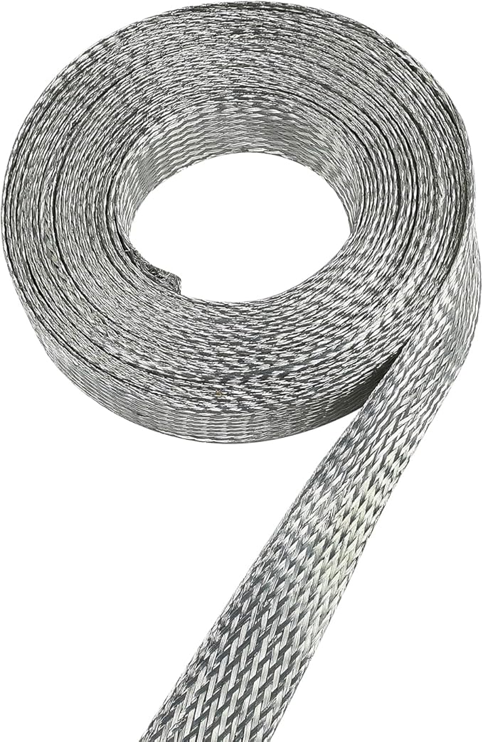 Tinned Copper Wire Shielding Sleeve, Expandable Ground Strap Wiring Braided Sleeving Metal Mesh Sheathing Cabling Wiring Protector (5/8inch - 45ft)