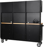 CT Copper Tailor 72-inch Rolling Tool Chest with Integrated Power Strip,15 Drawers and Wheels, Garage Workbench with Storage, 3 Upper Cabinets, Pegboard in Blue