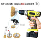 Wire Brush for Drill Set, 9Pcs Cup, Wheel & End Brush Kit with 1/4” Shank, Brass Coated Drill Brush Attachments for Rust Removal, Stripping, and Abrasive