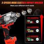 Cordless Impact Wrench 3/4" for Milwaukee 18V Battery, Impact Wrench 1500FT-LBS(2000N.m) High Torque Brushless Electric Impact, with 3 Speed Modes Power Impact Driver