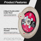 Diamond Tile Saw Blade - 5''(125mm) Cutting & Grinding Disc Wheel with 5/8"-11 Flange for Porcelain Ceramic Tile Marble Granite Artificial Stone with X Mesh Rim for Angle Grinder