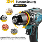 Cordless Drills Set, 21V Power Drill, Double 2000mAh Batteries Electric Drills, 2 Variable Speeds, 3/8" Keyless Chuck, 28 Piece Drill Driver Kit for Women's Garden DIY Projects (Blue)