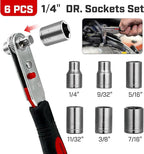 Angle Ratchet Screwdriver Set: 16 Piece Magnetic Bit & Socket with 90 degree Mini Offset Low Profile Reversible Drive Handle - DIY Bike Tight Spaces