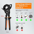 Nasop Compact Heavy Duty Ratcheting Cable Cutter for 300MCM copper 600MCM aluminum (240mm2)