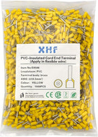 XHF 1000 PCS AWG 22/0.5mm² Wire Ferrules Insulated Copper Crimp Connectors, Crimp Pin Cord End Terminals Yellow
