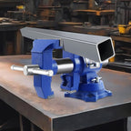 FATO Multipurpose Bench Vise 5 Inch Heavy Duty Ductile Iron 8800 Lbs Clamping Force, 360° Swivel Base, Anvil, Jaw Width 4.92", Jaw Opening 3.94", for Metalworking, Woodworking, DIY & Industrial, Blue