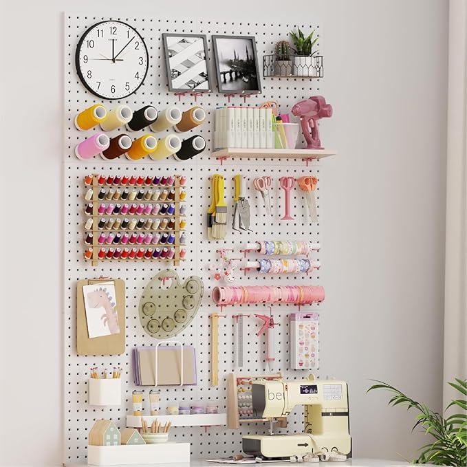 HUHOLE Pegboard Hooks 4 Inch 50PC, Pink Peg Board Hooks, Fit 1/4" or 1/8" Pegboard, Ideal Peg Board Organizer Accessories for Wall Display, Crafts Organization, Kitchen Organizer (Pink, 4 Inch)