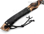 SHINY CRAFTS-Viking Axe Bearded Axe Tomahawk Birthday Gifts-Valhalla Axe, Carbon Steel Viking Axe Head, Engraved Handle, Wolf Camp Axe, Genuine Leather Sheath & Wrap (VBA 03)