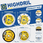 HIGHDRIL 3" 75mm Circular Saw Blade Set 4pcs - Diamond/HSS/Carbide Cutting Disc for Angle Grinder Cutting Soft Metal Copper Aluminum Granite Tile Marble Granite Plastic Wood Glass