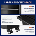 Yizosh Metal Garage Storage Cabinet with Locking Doors and Adjustable Shelves, 73" Rolling Tool Storage Cabinet with 4 Wheels and 1 Drawer for Garage,Warehouse (Black)