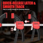 XINQIAO Bar Clamps for Woodworking 6 Inch (4) 12 Inch (2) Wood Clamps Set, One-Handed Spreader with 150lbs for Stable and Reliable Fixing Solutions