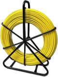 Fish Tape Fiberglass 6mm 656ft Duct Rodder Fish Tape Pulling Tool fish tape wire puller Cable Running Rod with Steel Reel Stand 【6mm*200m】
