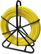 Fish Tape Fiberglass 6mm 656ft Duct Rodder Fish Tape Pulling Tool fish tape wire puller Cable Running Rod with Steel Reel Stand 【6mm*200m】