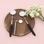 3 PCS Inspection Mirror, Telescopic Mechanic Mirror, Comfortable Grip, 360 Degree Rotation for Technicians Mechanics Contractors to Inspect and Observe (Round)