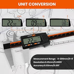 HARDELL Digital Caliper, 0-8 Inch Measuring Tool Large LCD Screen,Stainless Steel,Auto-Off,Inch/Fractions/Millimeter Waterproof Caliper Digital Micrometer for DIY/Household/3D Printing
