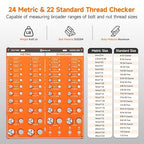 54 Nut and Bolt Thread Checker, Bolt Size and Thread Gauge 22 Standard & 24 Metric Bolt & 8 Drill Bit Gauge, Bolt and Nut Identifier Gauge with Inch and Centimeter Scales