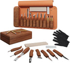 RexTact Wood Carving Kit Deluxe Hand Carving Tool Set, 16 Wood Whittling Kit High-Carbon Steel, Wood Art Tools 8 Whittling Knives & 4 Detail Carving Knives for Beginner &Professional Christmas Gift