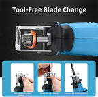 21v Cordless Reciprocating Saw, 2.0 Ah Battery Operated Reciprocating Saw With Charger,Hog Ring Anvil And 4 Pcs Blades For Wood Pvc Pipe Tree Cutting By SHINTYOOL