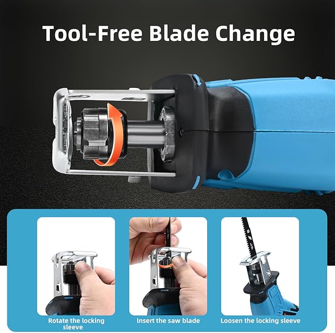 21v Cordless Reciprocating Saw, 2.0 Ah Battery Operated Reciprocating Saw With Charger,Hog Ring Anvil And 4 Pcs Blades For Wood Pvc Pipe Tree Cutting By SHINTYOOL