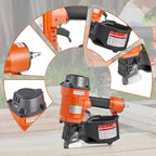 CN70 Pneumatic Siding Nail Gun for 1-3/4-Inch to 2-3/4-Inch 15-Degree Nails, Coil Siding Nailer with Rapid Shooting Rapid Shooting Engine for Pallets, Siding, Crating, Fencing, Decking