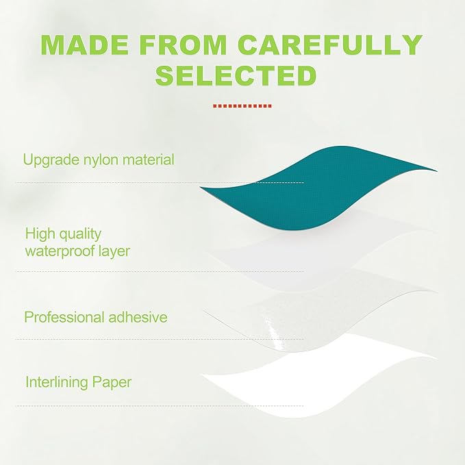 7x9in Nylon Repair Patch，Tent Repair Kit，Self Adhesive Waterproof Fabric Repair Tape for Tent, Umbrella, Sleeping Bag, Down Jackets,Knapsack.（Parrot Green,6ps）