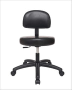 Chair Master Round Vinyl Chair/Stool-Black-for Garage, Counters, Shop, Kitchen, Computer Desks, Drafting Tables. Easy to Clean! (Glides, Low Table 16"-21")