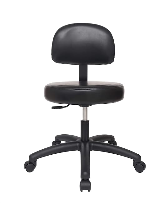 Chair Master Adjustable Chair for Exam Rooms, Labs, Doctor and Dentist offices. EASY to CLEAN! 17"-22" Seat Height NO FOOTRING (Low Desk Height, Black)