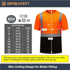 High Visibility Shirts Quick Dry Safety T Shirts with Reflective Strips and Pocket Short Sleeve Mesh Hi Vis Construction Work Class 2 Shirt for Men/Women Black Bottom Orange,2XL