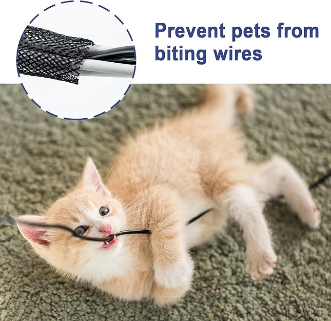 50ft - 1/2 Inch & 1/4 Inch Expandable Braided Cable Sleeve, Braided Wire Sleeving, Cable Wrap Mesh Wire Loom