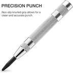 NEIKO 02639A 6-Inch Automatic Center Hole Punch with Adjustable One-Handed Spring Impact, Chrome-Plated Shank, and Premium S2 Steel Tip