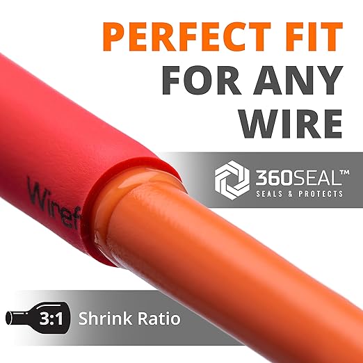 Wirefy 1" Heat Shrink Tubing - Large Diameter - 3:1 Ratio - Adhesive Lined - Industrial Heat-Shrink Tubing - Red - 50 Feet Roll