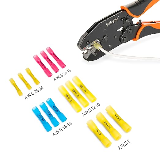 Wirefy 200 Wire Connectors - Wire Butt Connectors Heat Shrink - Heat Shrink Crimp Connector for Wiring - Electric Marine Grade Connector Waterproof Butt Splice Electrical Kit