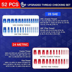 Thread Checker, Bolt Size Finder, 52 PCS Nut and Bolt Thread Checker 28 Inch & 24 Metric Thread Gauge, Thread Checker Standard and Metric