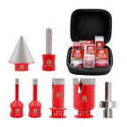 Diamond Core Drill Bit Set - 7pcs (6/8/20/35mm+10mm Finger Milling Bit+35mm Beveling Chamfer Bit+HEX) Diamond Hole Saw Kit for Porcelain Ceramic Tile Marble Granite