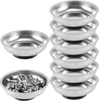 FUNSUEI 8 Packs 6 Inches Magnetic Tray, Stainless Steel Magnetic Bowl, Round Magnetic Parts Tray for Pins, Screws, Bolts, Nuts, Small Parts