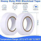 Qilery 60 Pack Electrical Tape Waterproof 3/4 in x 65 ft Electric Wire Tape for Any Weather Under 600v Home Outdoor Insulating Wire Wrapping(White)