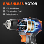 COMOWARE 20V Cordless Drill, Brushless Power Drill Set with 1.5Ah Li-ion Battery & Fast Charger, 23+1 Clutch 1/2" Keyless Chuck Max 38 N.m, Dual Speed Electric Drill Driver Accessories