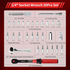 1/4-Inch Drive Torque Wrench Set,2.3-24.9 N.M/20-220IN.LB, Bike Torque Wrench Set,30PCS Click Torque Wrenches with 1/4 Ratchet Wrench, Extension Bar, Sockets for Bicycle