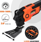 ValueMax 20V Cordless Oscillating Tool with Battery, 3.6°Oscillation Angle Oscillating Saw, 6 Variable Speed Oscillating Multi Tool with Quick-Lock Change System, 16PCS Multitool Blades & Carrying Bag