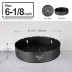 6-1/8 Inch Hole Saw with 1/2" Hex Shank Quick Change Arbor, JTemgle Bi-Metal Hole Saw Heavy Duty Hole Cutting Tool for Cornhole Boards, Recessed Lights, Wood, Plastic, Drywall & Soft Metal