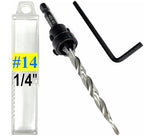 FTG USA Adjustable Wood Countersink Drill Bit #14 (1/4") with Tapered Drill Bit for Woodworking