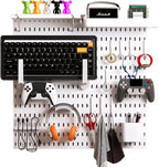 Keepo Pegboard Combination Kit, Modular Hanging Organizer with Pegboards, Accessories for Gaming Setup, Wall Game Controller Holder, Headset Stand (White, 22"22")